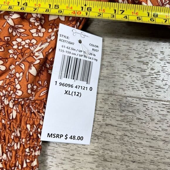 Jessica Simpson Floral Button Down Smock Waist Tunic Skirt Top, Girls XL (12) - Picture 7 of 12